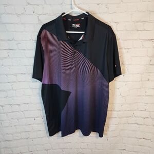 Fila Men's Dynamic Black and Purple Golf Polo Shirt, Size XXL
